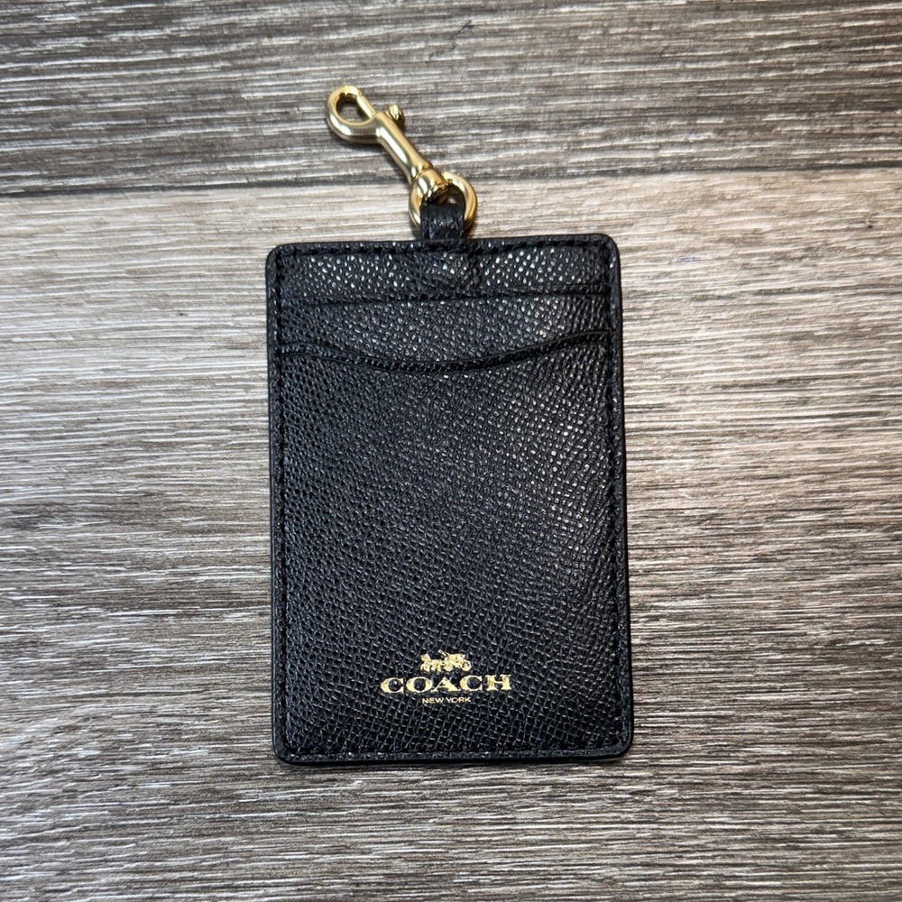 Coach Black Textured Leather Card Holder